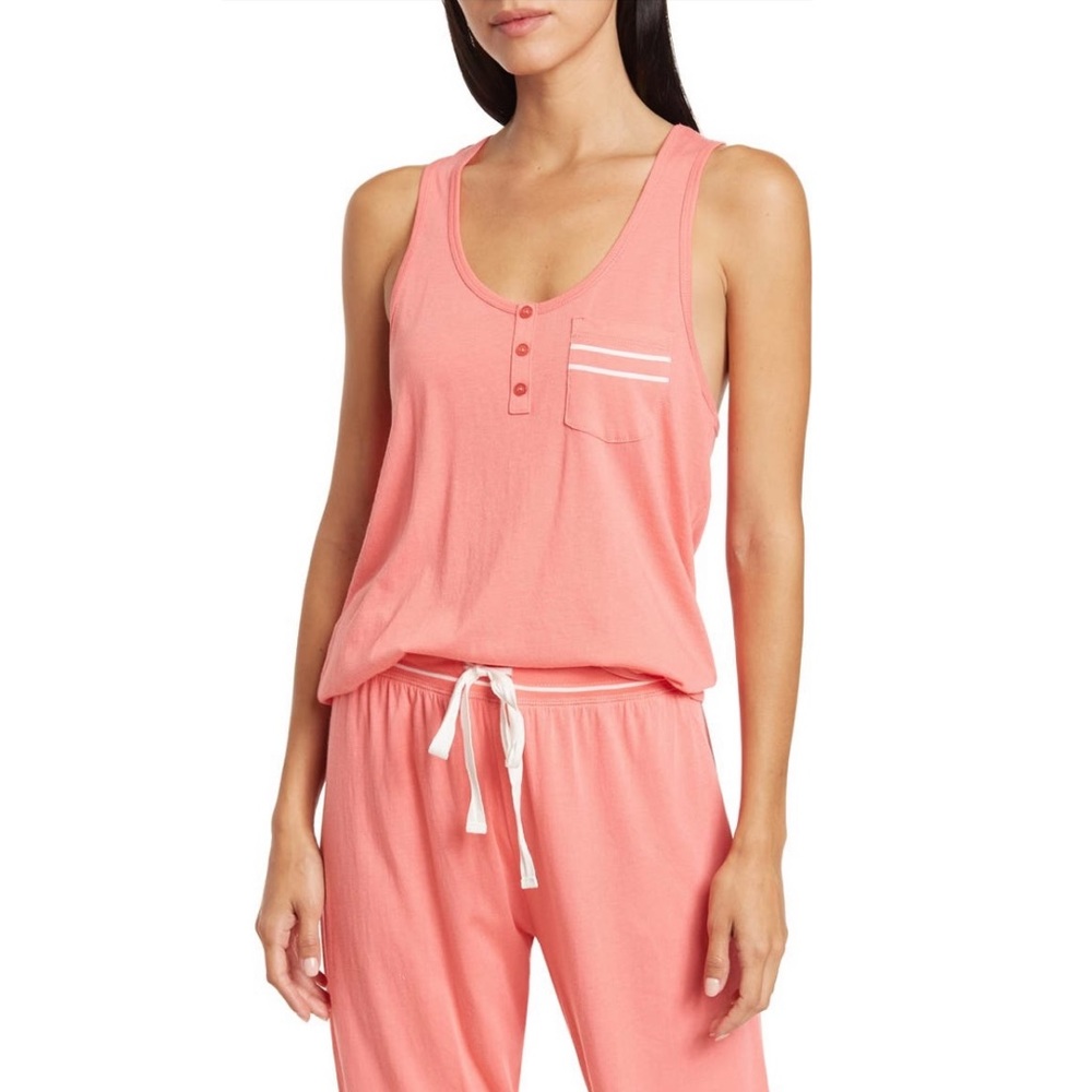 PJ Salvage Coral Pocket Racerback Tank Size Large